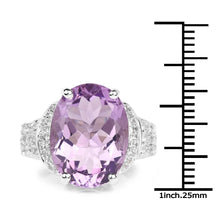 Load image into Gallery viewer, 8.98 Carat Genuine Amethyst &amp; White Topaz .925 Sterling Silver Ring
