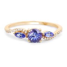 Load image into Gallery viewer, 0.70 Carat Genuine Tanzanite and White Diamond 14K Yellow Gold Ring
