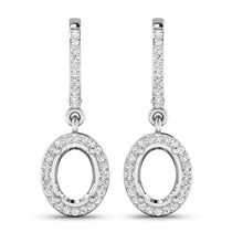Load image into Gallery viewer, 0.32 Carat Genuine White Diamond 14K White Gold Semi Mount Earrings - holds 8x6mm Oval Gemstones
