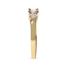 Load image into Gallery viewer, 10K Yellow Gold 1.00 Cttw Champagne Diamond 3-Stone Band Ring (J-K Color, I1-I2 Clarity)  - Size 7
