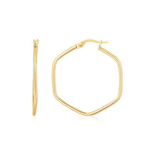 Load image into Gallery viewer, 14K Yellow Gold Hexagon Hoop Rounded Edge Earrings
