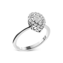 Load image into Gallery viewer, 10K White Gold 3/8 Cttw Round-Cut Lab Grown Diamond Cluster Pear Promise Ring (G-H Color, VS2-SI1 Clarity) - Size 7

