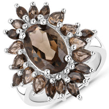 Load image into Gallery viewer, 16.36 Carat Genuine Smoky Quartz .925 Sterling Silver 3 Piece Jewelry Set (Ring, Earrings, and Pendant w/ Chain)
