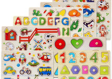 Load image into Gallery viewer, Kid Early Educational Table With Shapes of Vegetables and Animals Baby Hand Grasp Wooden Puzzle Toy Alphabet And Digit Learning Education Child Wood Toy
