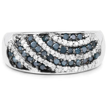 Load image into Gallery viewer, 0.62 Carat Genuine Blue Diamond and White Diamond .925 Sterling Silver Ring
