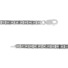 Load image into Gallery viewer, .925 Sterling Silver 1.0 Cttw Diamond Square Hybrid Link 7" Tennis Bracelet (I-J Color, I2-I3 Clarity)
