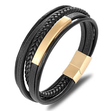 Load image into Gallery viewer, Classic Genuine Leather Bracelet For Men Hand Charm Jewelry Multilayer Magnet Handmade Gift For Cool Boys
