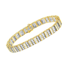 Load image into Gallery viewer, 14K Yellow Gold 5.50 Cttw Round and Baguette Diamond Link Bracelet
