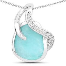 Load image into Gallery viewer, 2.58 Carat Genuine Amazonite and White Topaz .925 Sterling Silver Pendant
