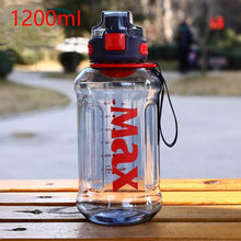 Load image into Gallery viewer, 1.2 Liter Large Capacity Sport Water Bottle with Rope Durable Portable Gym Fitness Outdoor Drinking Plastic Bottles Eco-Friendly Plastic Cup Men's high Temperature Resistant Large Capacity Outdoor Portable Water Bottle Sports Fitness Water Bottle

