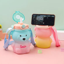 Load image into Gallery viewer, 800ML Water Bottle for Kids with Straw Mug Cup Bear Summer Outdoor Sport Plastic Girls School Cute Drinking Cup Bear Water Bottle with Straw and Strap Cute Water Bottles for Kids Drinking Water Bottles Portable Leak Proof
