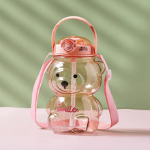 Load image into Gallery viewer, 800ML Water Bottle for Kids with Straw Mug Cup Bear Summer Outdoor Sport Plastic Girls School Cute Drinking Cup Bear Water Bottle with Straw and Strap Cute Water Bottles for Kids Drinking Water Bottles Portable Leak Proof
