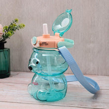 Load image into Gallery viewer, 800ML Water Bottle for Kids with Straw Mug Cup Bear Summer Outdoor Sport Plastic Girls School Cute Drinking Cup Bear Water Bottle with Straw and Strap Cute Water Bottles for Kids Drinking Water Bottles Portable Leak Proof
