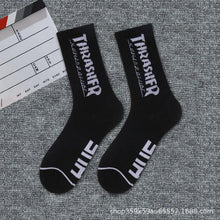 Load image into Gallery viewer, 1 Pair Brand New Fashion Pure Cotton Black White Crew Unisex Socks Sports High Skateboard Blaze Street Wear Happy Long Warm Winter And Autumn Socks For Men And Women
