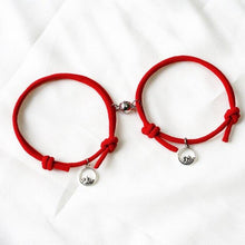 Load image into Gallery viewer, 1 Pair Magnet Couple Bracelets Fashion Simple Solid Color Couple Bracelet Pendants Weaving Bracelet Adjustable Mutual Attraction Weave Rope Braided Charm Pendants Bracelet With Magnetic Bells Vows Of Eternal Love Bracelet For Women Men Gift
