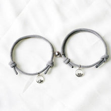 Load image into Gallery viewer, 1 Pair Magnet Couple Bracelets Fashion Simple Solid Color Couple Bracelet Pendants Weaving Bracelet Adjustable Mutual Attraction Weave Rope Braided Charm Pendants Bracelet With Magnetic Bells Vows Of Eternal Love Bracelet For Women Men Gift
