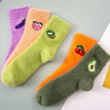 Load image into Gallery viewer, 1 pairs Thermal Fluffy Socks Autumn-Winter New Year Socks New Fashion Warm Avocado Cherry Eggplant Socks Warm Ankle Socks Winter Socks For Men And Women
