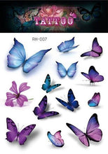 Load image into Gallery viewer, 1 Pc Butterfly 3D Temporary Tattoo 52 Style Waterproof Butterfly Tattoos Stickers Temporary Colorful Design For Womens
