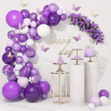 Load image into Gallery viewer, 1 Set Pink Purple Chrome Rose Gold Balloon Garland With Butterfly Stickers Arch Kit For Birthday Wedding Party Decorations
