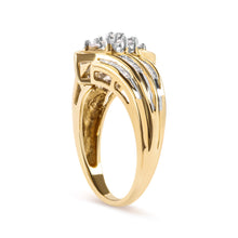 Load image into Gallery viewer, 10K Yellow Gold 1/2 Cttw Round And Baguette-cut Diamond Cluster Head and Channel Set Shank Ring (H-I Color, I1-I2 Clarity) - Ring Size 7
