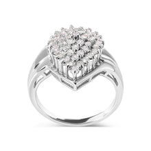 Load image into Gallery viewer, 10K White Gold 1/2 Cttw Diamond Pear Shaped Cluster Ring (H-I Color, I1-I2 Clarity) - Ring Size 7
