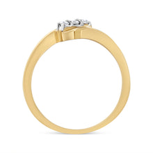 Load image into Gallery viewer, 10K Yellow Gold over .925 Sterling Silver 1/10 Cttw Diamond Three-Stone Bypass Fashion Cocktail Ring ( I-J Color, I2-I3 Clarity) - Size 6
