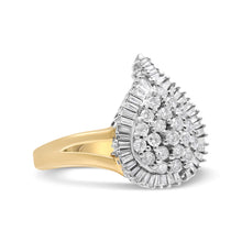 Load image into Gallery viewer, 14K Yellow and White Gold 1.00 Cttw Round and Baguette-Cut Diamond Ballerina Cocktail Ring (H-I Color, SI2-I1 Clarity)
