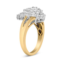 Load image into Gallery viewer, 14K Yellow and White Gold 1.00 Cttw Round and Baguette-Cut Diamond Ballerina Cocktail Ring (H-I Color, SI2-I1 Clarity)
