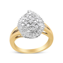 Load image into Gallery viewer, 14K Yellow and White Gold 1.00 Cttw Round and Baguette-Cut Diamond Ballerina Cocktail Ring (H-I Color, SI2-I1 Clarity)
