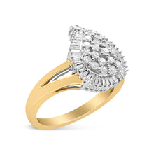 Load image into Gallery viewer, 14K Yellow and White Gold 1.00 Cttw Round and Baguette-Cut Diamond Ballerina Cocktail Ring (H-I Color, SI2-I1 Clarity)
