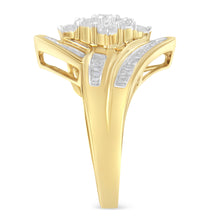 Load image into Gallery viewer, 10K Yellow Gold Diamond Bypass Cluster Ring (1 Cttw, I-J Color, I2-I3 Clarity) - Size 7
