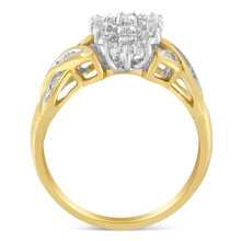 Load image into Gallery viewer, 10K Two-Toned Gold Round Baguette Diamond Cluster Ring (1/2 Cttw, I-J Color, I2-I3 Clarity) - Size 6-1/2
