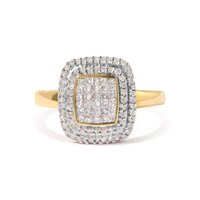 Load image into Gallery viewer, 10K Yellow Gold 1/2 cttw Round and Princess Diamond Composite Head and Halo Ring (H-I Color, SI1-SI2 Clarity) - Ring Size 7
