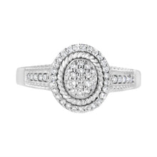 Load image into Gallery viewer, .925 Sterling Silver 1/3 Cttw Pave Set Round-Cut Diamond Braided Halo Cocktail Ring (I-J Color, I2-I3 Clarity) - Size 7
