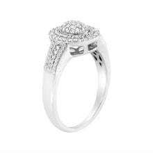 Load image into Gallery viewer, .925 Sterling Silver 1/3 Cttw Pave Set Round-Cut Diamond Braided Halo Cocktail Ring (I-J Color, I2-I3 Clarity) - Size 7
