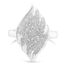 Load image into Gallery viewer, .925 Sterling Silver Â¾ Cttw Round and Baguette Cut Diamond Stair-Stepped Cluster Waterfall Cocktail Ring (I-J Color, I2-I3 Clarity) - Size 6
