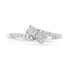 Load image into Gallery viewer, 10K White Gold 1/4 Cttw Miracle Set Round Cut Diamond Two-Stone Ring (H-I Color, I2 Clarity) - Size 7
