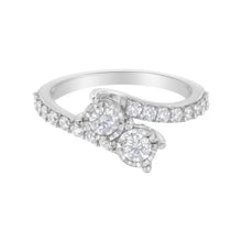 Load image into Gallery viewer, 10K White Gold Two-Stone Miracle-Set Diamond Bypass Ring (1 Cttw, H-I Color, I1-I2 Clarity) - Size 6

