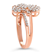 Load image into Gallery viewer, 14K Rose Gold Plated .925 Sterling Silver 1/2 Cttw Diamond Scatter Composite Bypass Ring (I-J Color, I1-I2 Clarity) - Size 7
