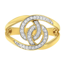Load image into Gallery viewer, 14K Yellow Gold Plated .925 Sterling Silver 1/4 Cttw Diamond Interlocking Loop Open Shank Bypass Ring (I-J Color, I1-I2 Clarity) - Size 7
