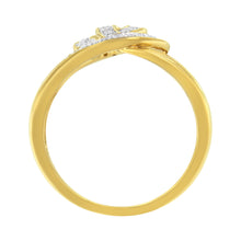 Load image into Gallery viewer, 14K Yellow Gold Plated .925 Sterling Silver 1/4 Cttw Diamond Interlocking Loop Open Shank Bypass Ring (I-J Color, I1-I2 Clarity) - Size 7
