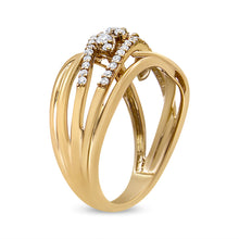 Load image into Gallery viewer, 10K Yellow Gold 1/2 Cttw Round-Cut Multi Row Diamond Split Shank Cocktail Ring (H-I Color, SI2-I1 Clarity) - Size 7
