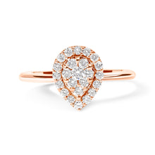 Load image into Gallery viewer, 10K Rose Gold 3/8 Cttw Composite Diamond Pear Shaped Halo Promise Ring (I-J Color, I2-I3 Clarity) - Size 6
