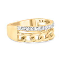 Load image into Gallery viewer, 10K Yellow Gold 1/5 Cttw Diamond Cuban Link Ring Band (I-J Color, I2-I3 Clarity) - Size 7
