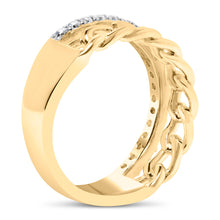 Load image into Gallery viewer, 10K Yellow Gold 1/5 Cttw Diamond Cuban Link Ring Band (I-J Color, I2-I3 Clarity) - Size 7
