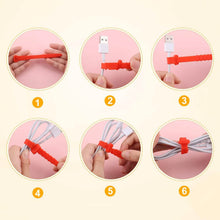Load image into Gallery viewer, 10-Pieces: 4.5 Inch Reusable Wire Ties Cord Organizer Straps Elastic Silicone Cord Organizer
