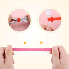 Load image into Gallery viewer, 10-Pieces: 4.5 Inch Reusable Wire Ties Cord Organizer Straps Elastic Silicone Cord Organizer
