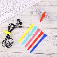 Load image into Gallery viewer, 10-Pieces: 4.5 Inch Reusable Wire Ties Cord Organizer Straps Elastic Silicone Cord Organizer

