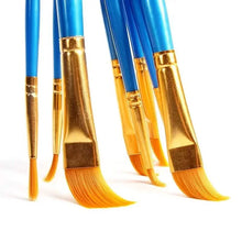 Load image into Gallery viewer, 10-Pieces: Artist Paintbrush Nylon Round Pointed Flat Head Set

