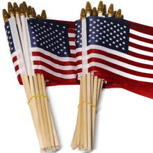 Load image into Gallery viewer, 100-Pack: USA 4x6 in Wooden Stick Flag
